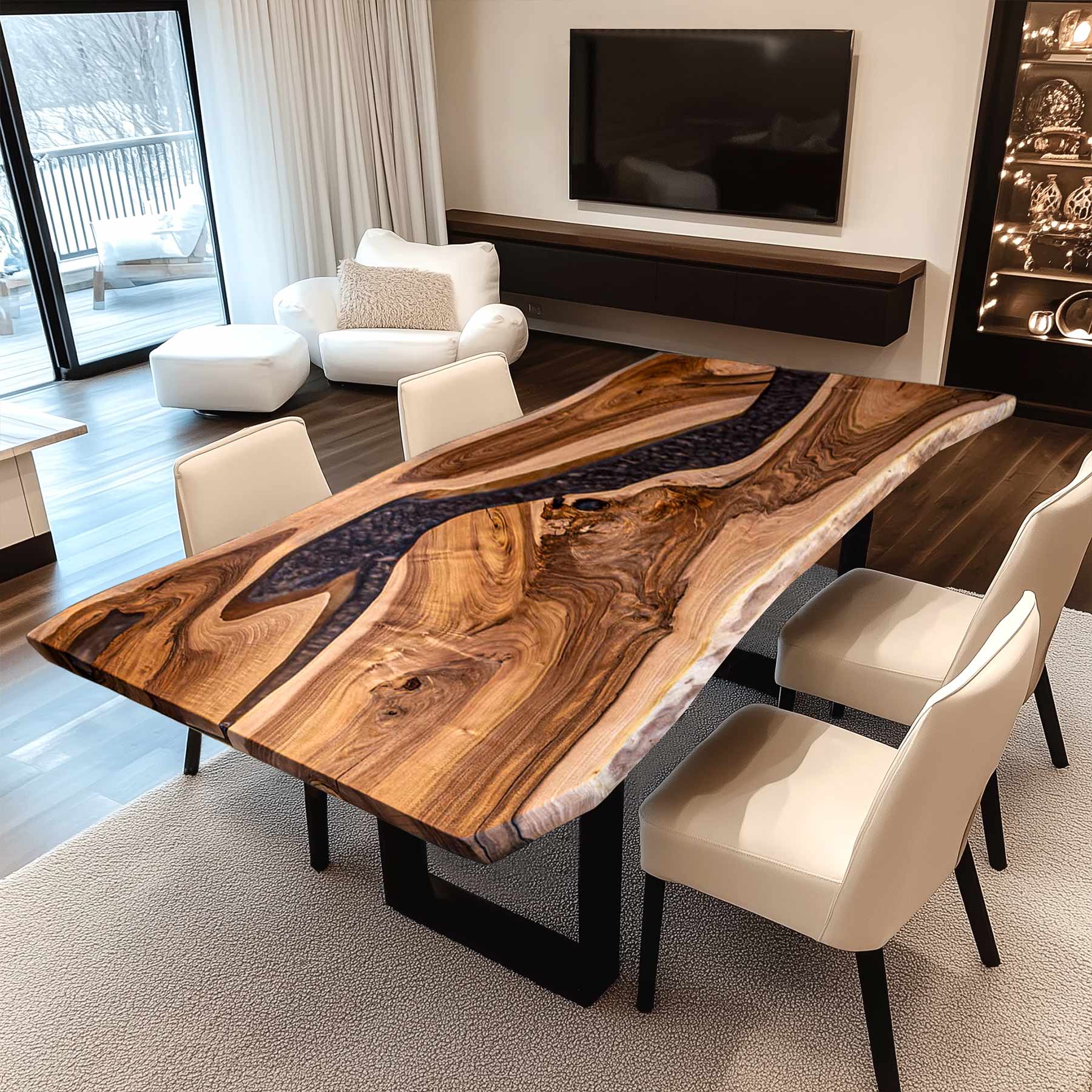 Custom Live Edge Resin Dining Epoxy Table