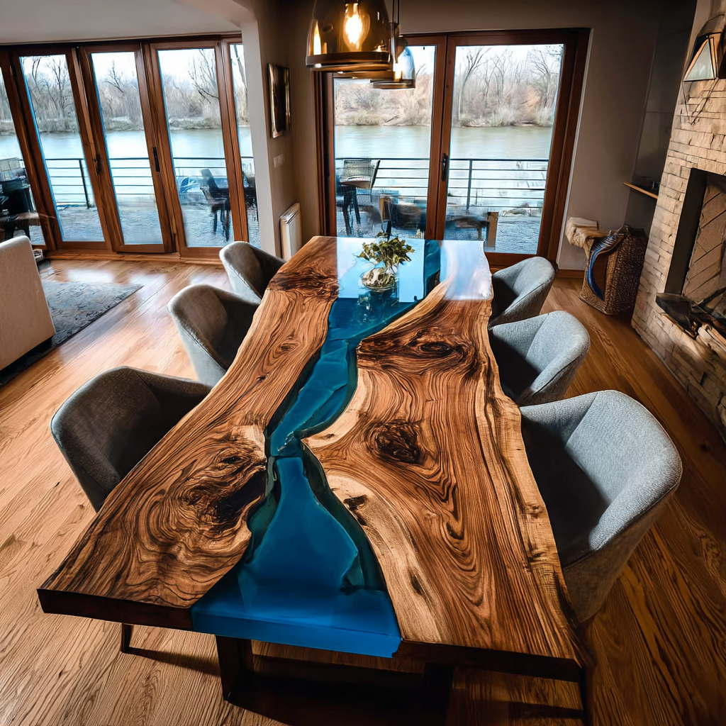 Usatabletops Wood River Dining Epoxy Table