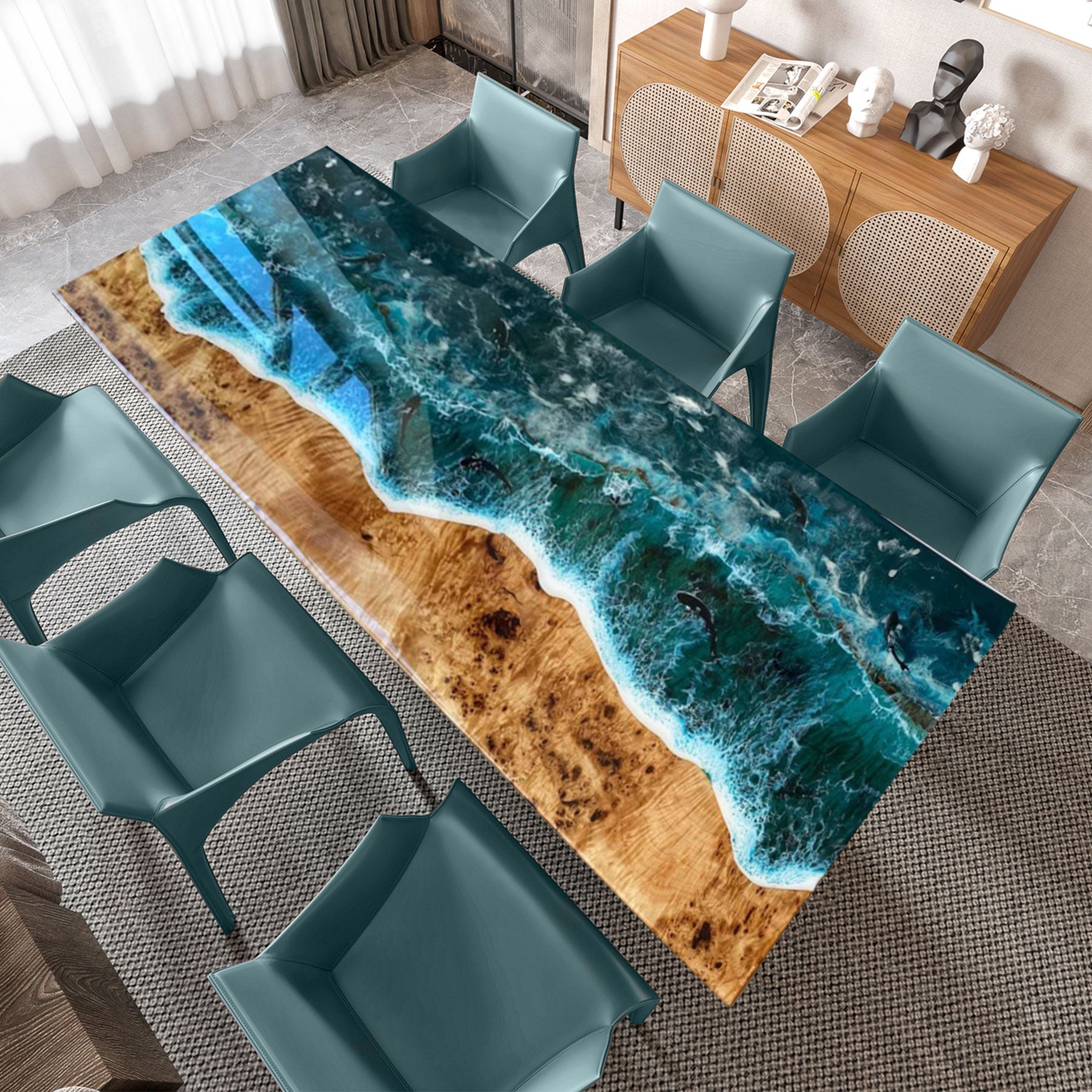 Usatabletops-Epoxy-Poplar-Wave-Ocean-Dining-Table