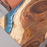 Usatabletops Walnut Blue Ocean Epoxy Table 57.09''Lx29.53''W