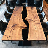 Walnut Black Dining Resin Epoxy Table