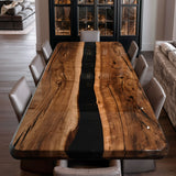 UTT Custom Black Walnut Black River Resin Epoxy Dining Table UTT76