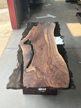 Custom Black Transparent Live Edge Walnut Epoxy Dining Table UTT10