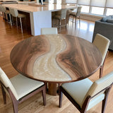 UTT Round Black Walnut & Creamy Shimmer Epoxy Table | URT64