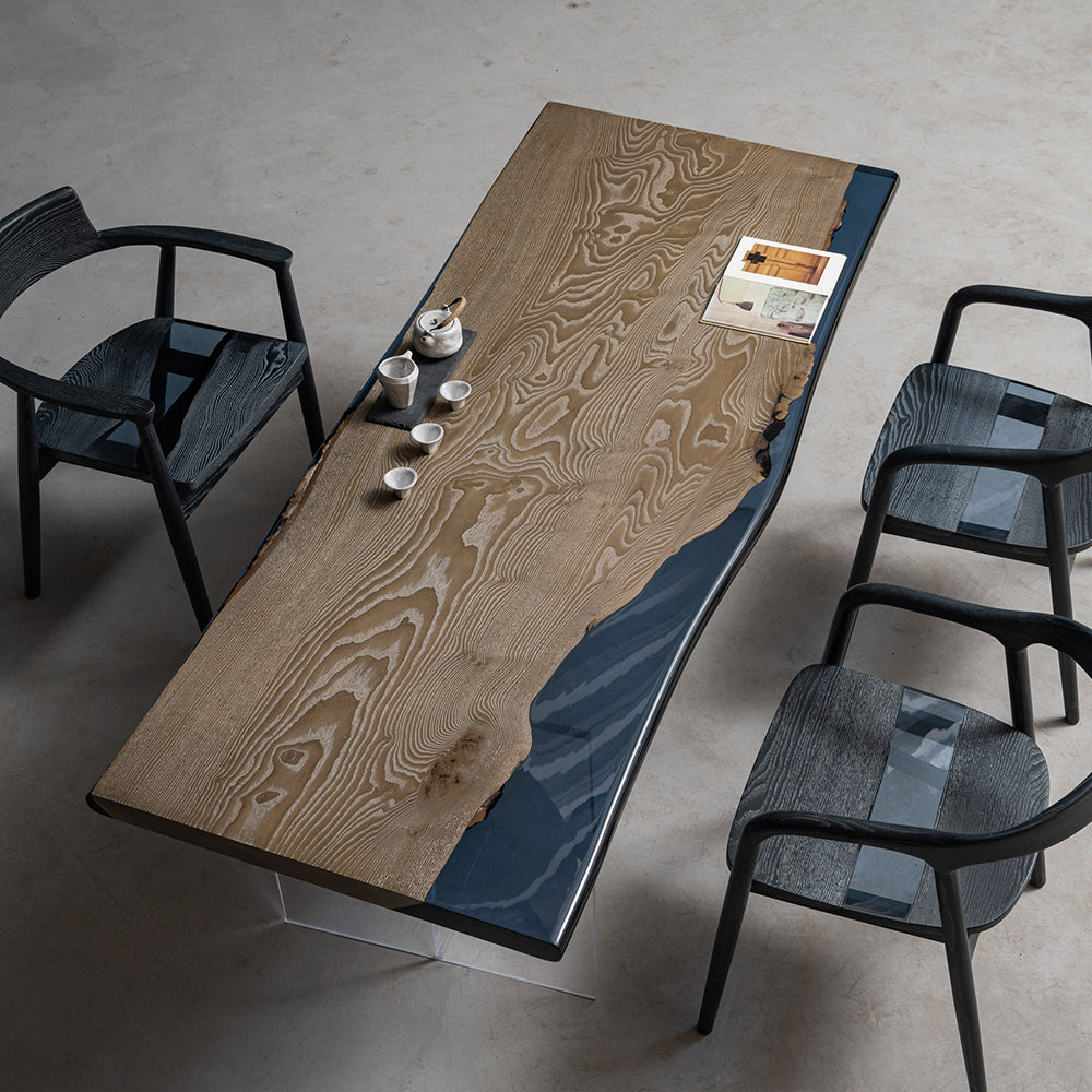 UTT Ash Live Edge Transparent Resin Table 
