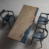 Live Edge Ash  Oxidized Brown Transparent Epoxy Resin Table