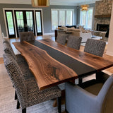 UTT Custom Solid Live Edge Black Walnut Epoxy Table