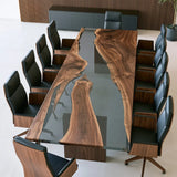 UTT Custom Black Walnut River Conference Epoxy Table CCT14