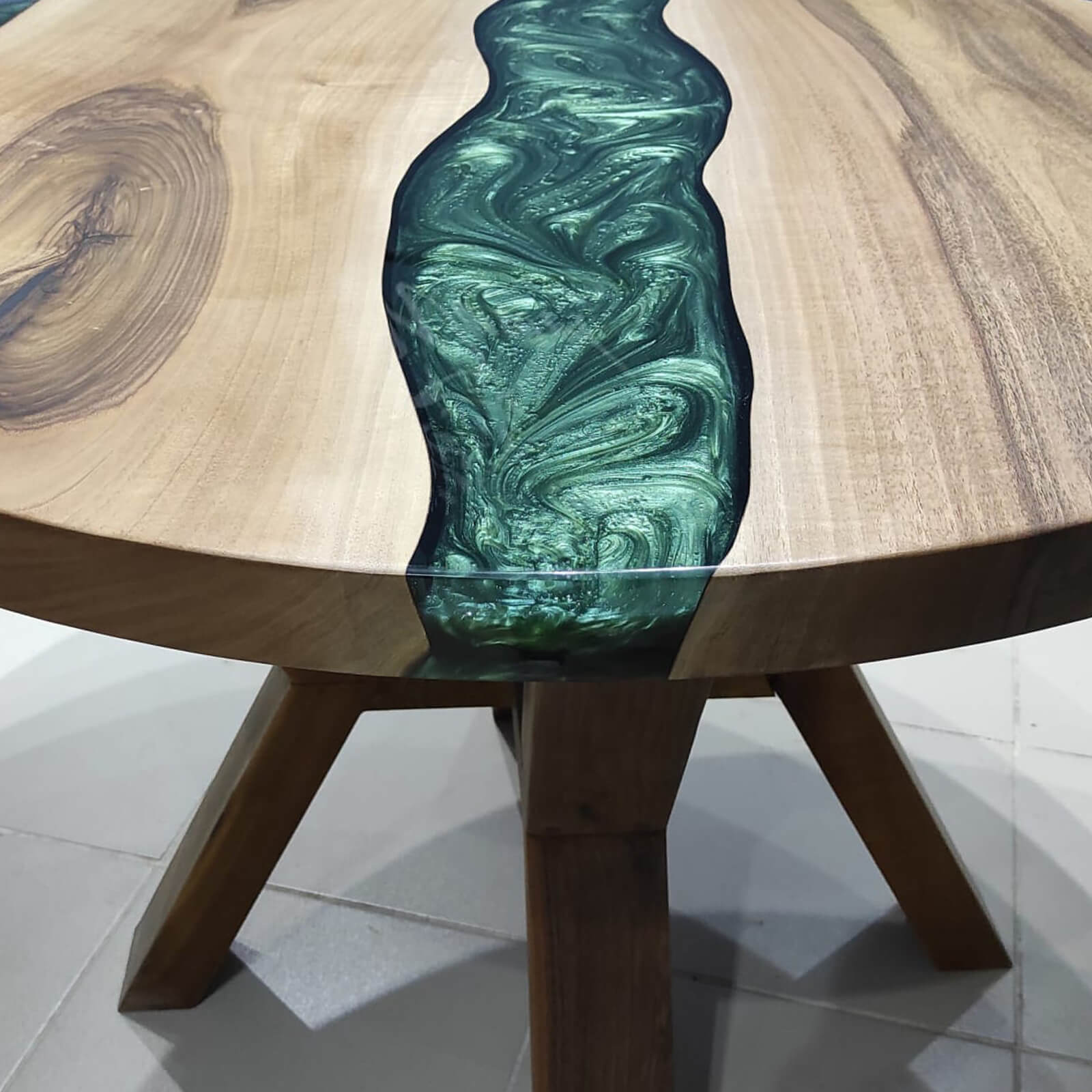 UTT Custom Black Walnut Resin Round Epoxy Table in Bozeman