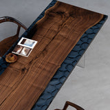 UTT Black Walnut Ice Crystal Slab Resin Table 