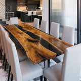 UTT Black Walnut Live Edge Black River Epoxy Tables