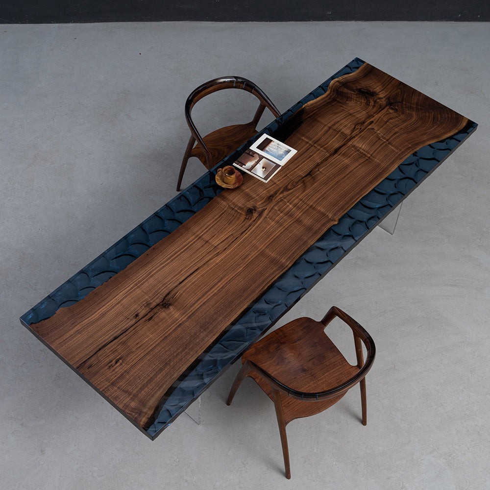 UTT Black Walnut Ice Crystal Resin Table 