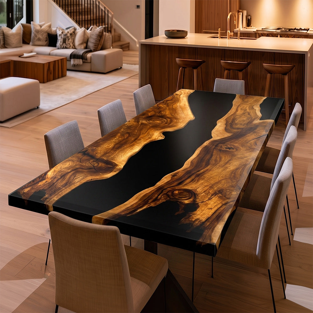 UTT Black Walnut Black Resin Epoxy Table UTT95