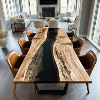 Usatabletops Custom Ash Black River Resin Epoxy Table