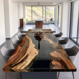 Usatabletops Custom Black Walnut Conference Resin Epoxy Table