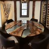 Black Walnut Round Epoxy Table URT38
