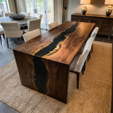 Usatabletop Black Walnut Black River Resin Waterfall Epoxy Table 