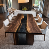 Usatabletops Black Walnut Black River Resin Dining Epoxy Table 