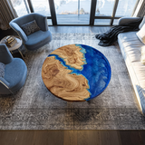 Custom Poplar Round Resin River Epoxy Table