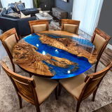 Walnut Blue River Resin Epoxy Table 