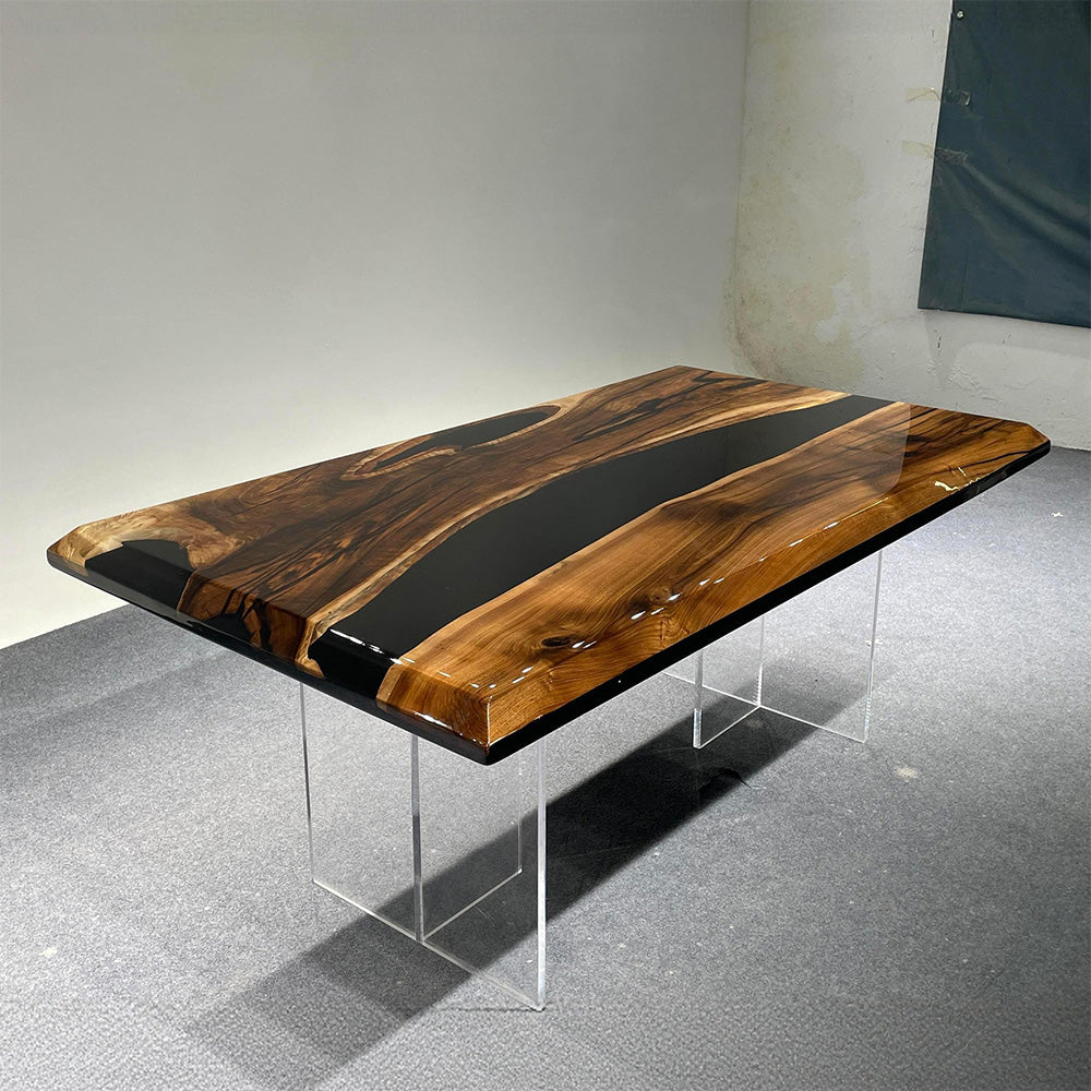 UTT Custom Walnut Black Epoxy Table UTT93