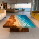  Custom Walnut Square Resin Epoxy Table 