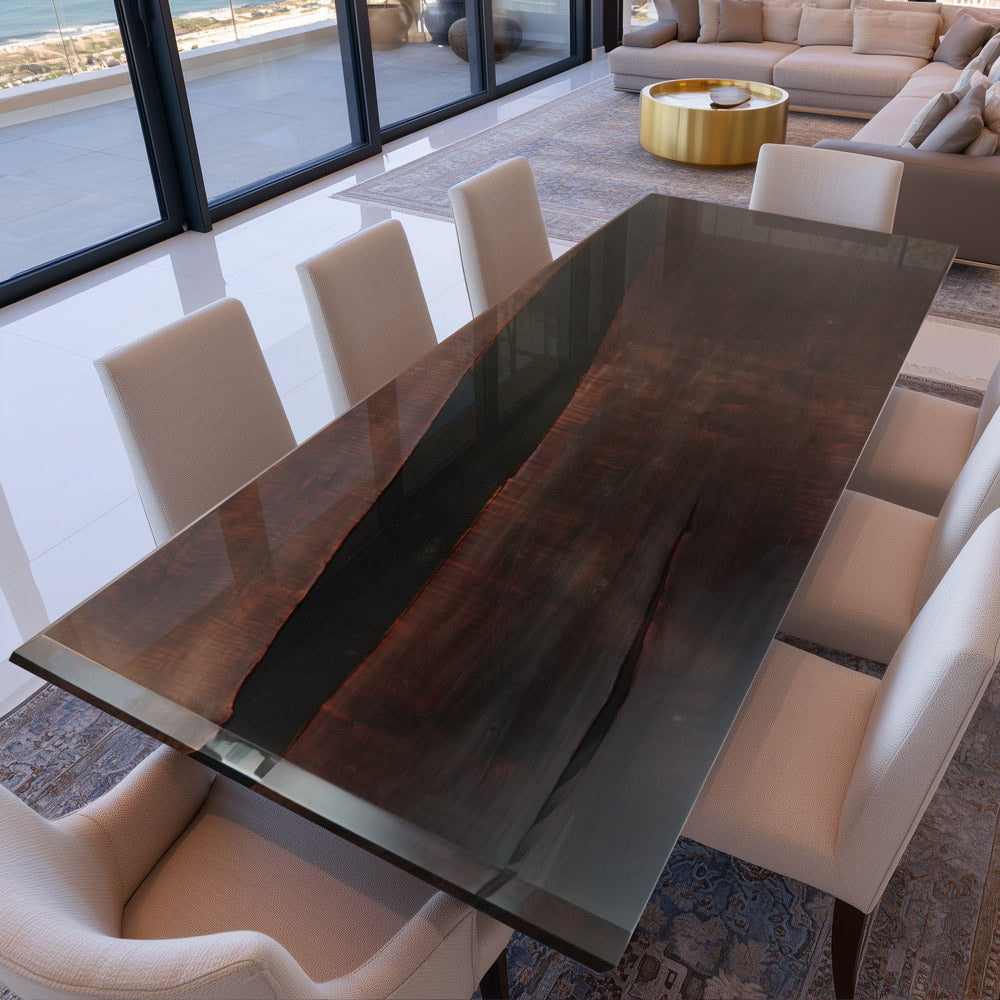 UTT Custom Darken Black Walnut River Epoxy Tabletop
