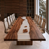UTT Black Walnut Milk White River Epoxy Resin Conference Table - CCT17