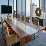 UTT Custom Live-Edge Black Walnut Pearl White River Epoxy Conference Table 