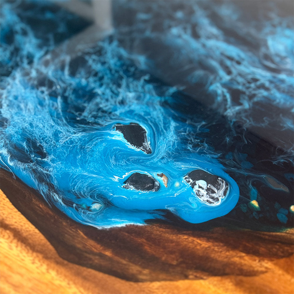 UTT Walnut Resin Table with an Oceanic Style 86.61"×31.5"