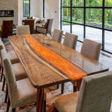 UTT Live Edge Black Walnut Orange River Epoxy Table