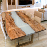 Olive Wood Milk White River Epoxy Tabletop UTT80