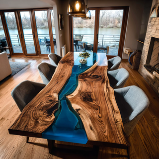 Usatabletops Wood River Dining Epoxy Table