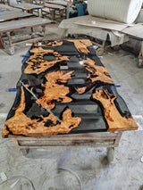 Custom Olive Wood Live Edge Clear Resin Epoxy Table White Glove Service Fee $600 for Ronda
