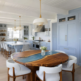 Misty Blue River Walnut Round Epoxy Table 