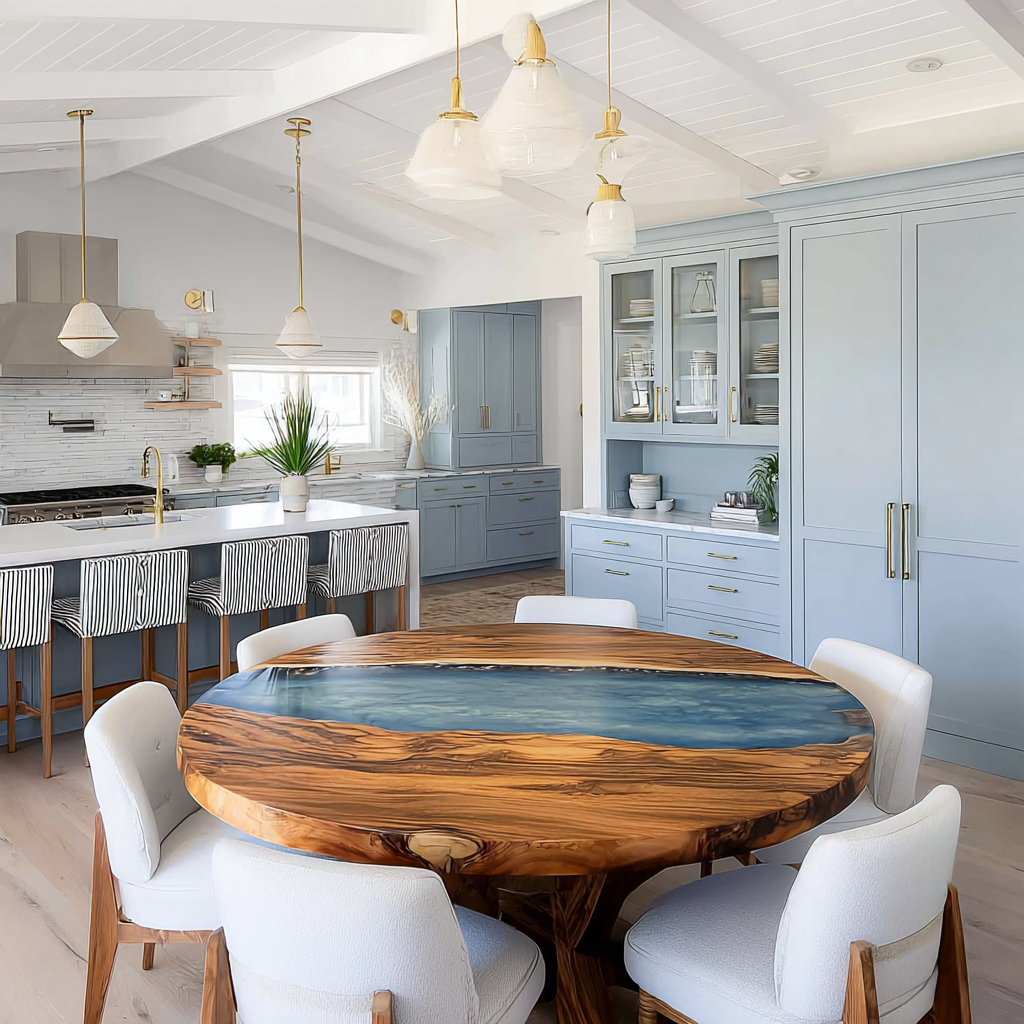 Blue River Walnut Round Epoxy Table 