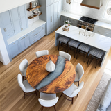 UTT 360-Degree Misty Blue River Walnut Round Epoxy Table