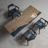 UTT Ash Live Edge Oxidized Brown Transparent Resin Table 