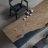 UTT Ash Live Edge Oxidized Brown Resin Epoxy Table 