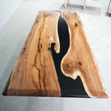 Black Walnut Wood Opaque Black Epoxy Table UTT85
