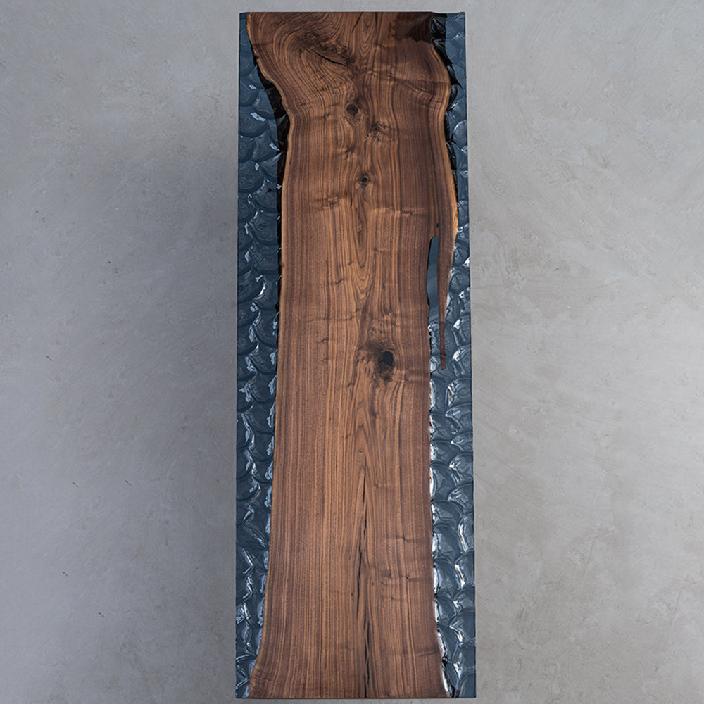 UTT Black Walnut Ice Crystal Slab Resin Table