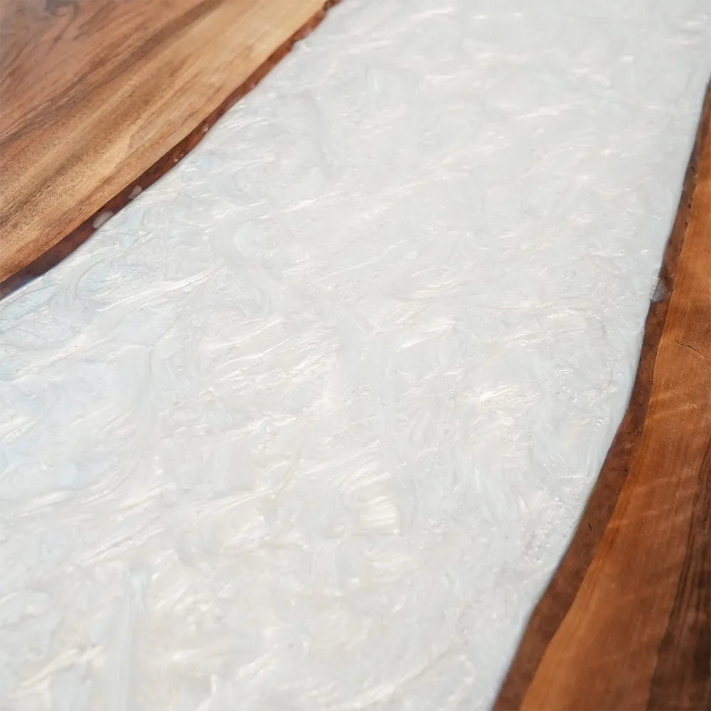Custom Black Walnut Pearlwhite River Epoxy Table