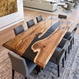 UTT Custom Black Walnut Black River Epoxy Table