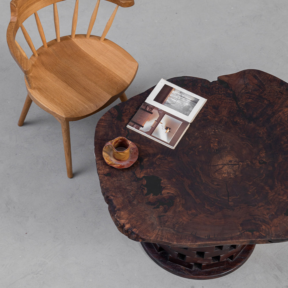  Black Walnut Round Solid Wood Coffee Table