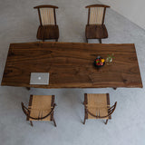 Black Walnut Slab Double-Spliced Craft Solid Wood Table 