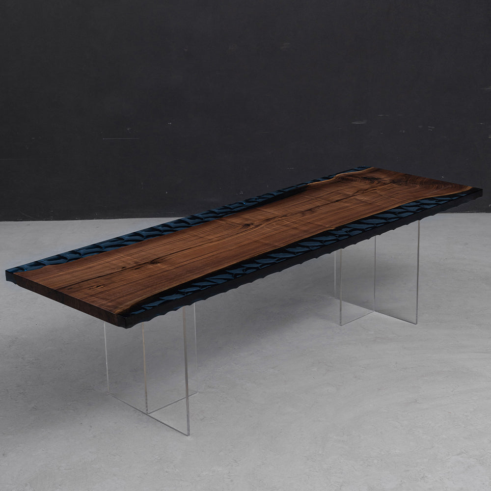 UTT Black Walnut Ice Crystal Resin Table