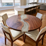 UTT Custom Round Black Walnut & Creamy Shimmer Epoxy Table | URT64