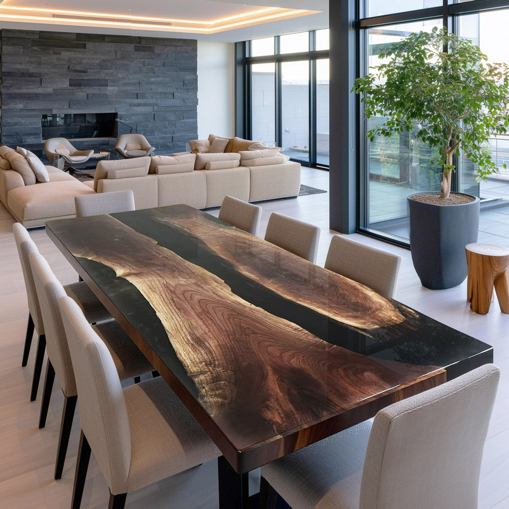 Black Walnut Black River Epoxy Table UTT75