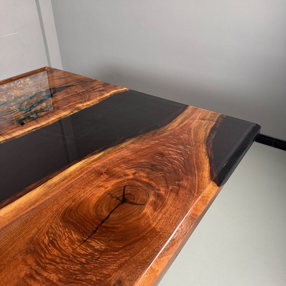 UTT Custom Black Walnut Epoxy Table UTT73