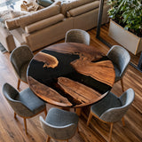 UTT Custom Black Walnut River Round Epoxy Table URT58